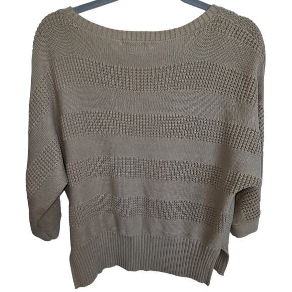 Liz Claiborne Petite Small PS Beige Sweater Cotton Acrylic Textured Knit Crew - Picture 2 of 8